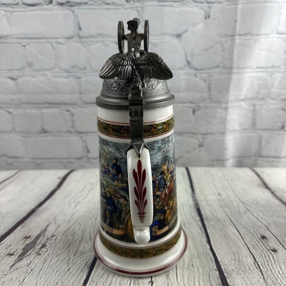 HOUSE OF GOEBEL STEIN ORNATE MILITARY EAGLE & CANNON W LITHOPONE - Picture 2 of 13